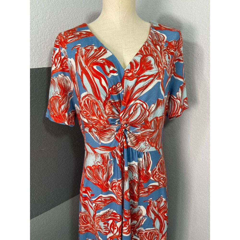 Soft Surroundings Spritzer Twist Front Maxi Dress Large Blue Orange Costal Knit - Picture 3 of 10